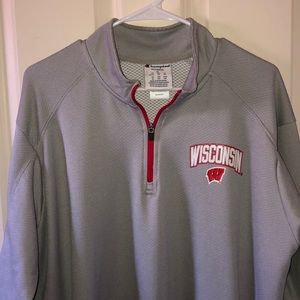 Light Gray Champion Wisconsin quarter zip pullover